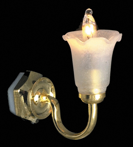 Dollhouse Miniature Single Frosted Tulip Sconce